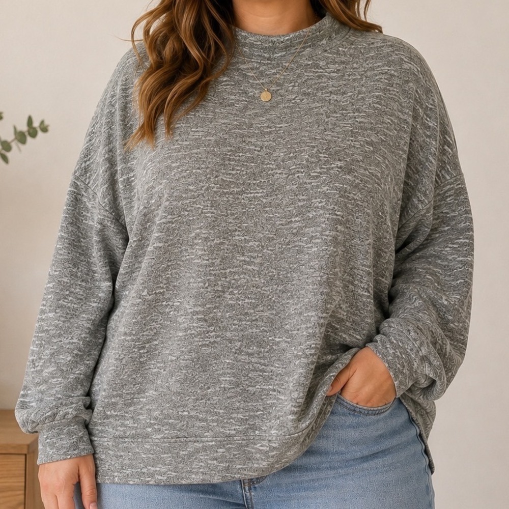 Duluth Trading Co XL Cowl Neck Sweatshirt Kangaroo Pocket Gray Cotton Pullover